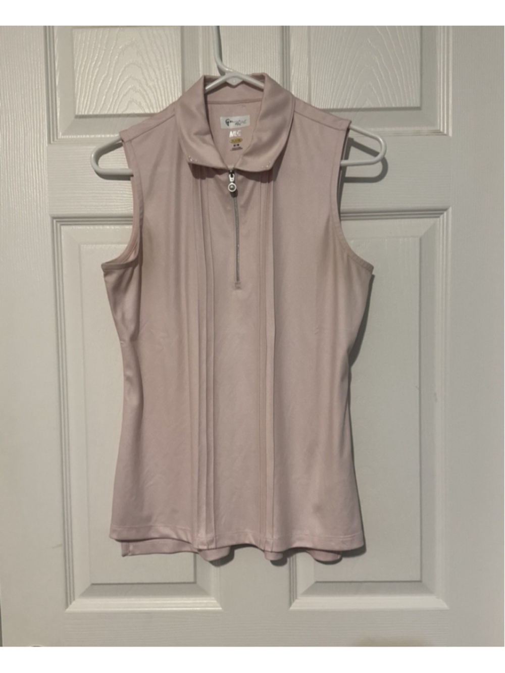 Greg Norman ML75 Women’s Sleeveless Golf Polo Top Pink Quarter Zip Med Play Dry